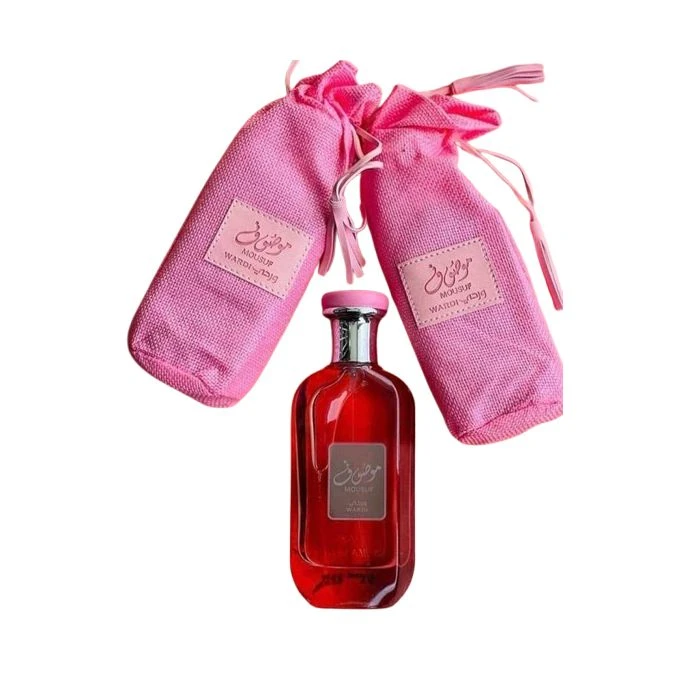 MOUSUF WARDI Exquisite Arabian Luxury Perfume for Women - Long-Lasting Floral & Sweet Fragrance with Two Elegant Pink Gift Pouches - Main View