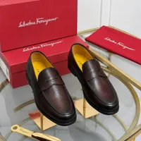 Men's Salvatore Ferragamo Dark Brown and Black Burnished Leather Penny Loafers – Premium Slip-On Shoes for Elegant Business  Casual Attire - View 1