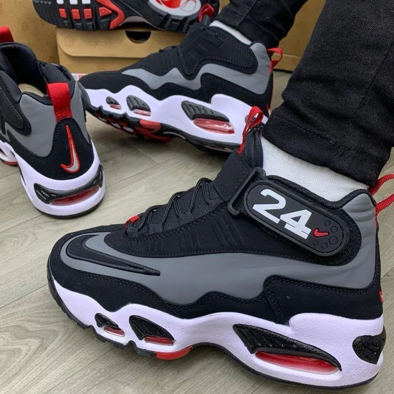 Men's Nike Air Griffey Max 1 'Black Wolf Grey Red' Retro Sneakers – Iconic Cushioned Streetwear Trainers for Ultimate Style & Comfort