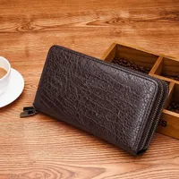 Brick Pattern BIBOSI Men's Genuine Leather Long Wallet Purse Carry On for Everyday Essential  - View 3