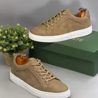 Men's Lacoste Khaki Suede & Mesh Casual Lifestyle Sneakers - Comfortable & Stylish Everyday Trainers - View 2