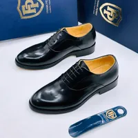 Men's Frank Perry Exclusive Handmade Black Leather Oxford Formal Dress Shoes with Shoehorn - Classic Business & Event Footwear - View 1