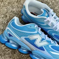 New Balance ABZORB 2000 Sneakers Silver and Blue Mesh Trainers Running Shoes with Dynamic Cushioning Sole - Sleek Performance Athletic Sneakers - View 2