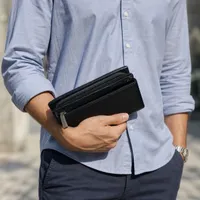 Men's Premium Pebbled Leather Multi-Zipper Long Wallet  Organizer - Secure Dual Compartment Clutch for Cards, Cash, and Phone - View 4