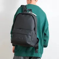 Essentials Plain Minimalist Black and Khaki Everyday Backpack Bag - Canvas Durable School Bag - View 4