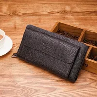BIBOSI Men's Elegant Black Genuine Leather Long Wallet - Stylish & Durable Flap Clutch for Cards & Cash - View 3