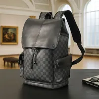 Stylish Grey Checkered Urban Backpack - Durable Faux Leather Travel and Everyday Rucksack with Padded Straps  Side Pockets for Work, School,  Adventures - View 2