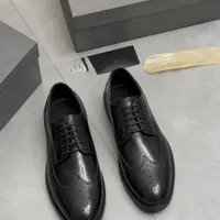 Men's Elegant Black Leather Wingtip Brogue Derby Shoes - Premium Formal & Smart Casual Dress Footwear - View 2