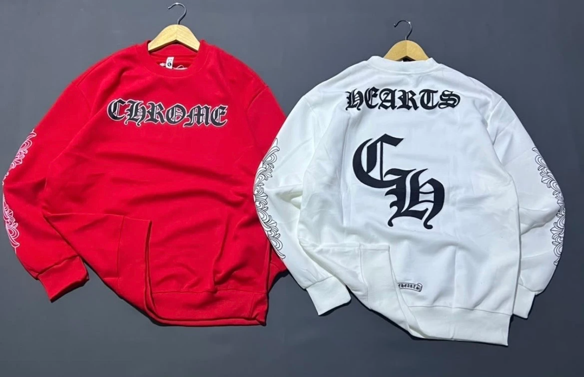 Unisex Chrome Hearts Inspired Crewneck Sweatshirt - Gothic Lettering Graphic Pullover for Men & Women