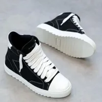 Trendy Numeris Atelier High-Top Sneakers Black and White with Chunky Serrated Sole and Wide Laces - View 1