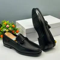 Clarks Men's Premium Black Bit Loafers with Ribbed Texture - Stylish Slip-On Formal  Casual Dress Shoes - View 2