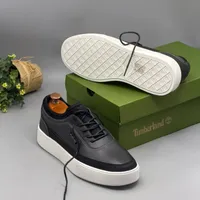 Men's Timberland Faux Leather Casual Sneakers with White Platform Sole - Stylish Lace-Up Everyday Lifestyle Footwear for Modern Urban Look - View 2