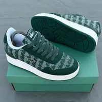 Lacoste Dark Green Monogram Pattern Low-Top Sneakers - Stylish French Sportswear Casual Trainers for Everyday Wear - View 1