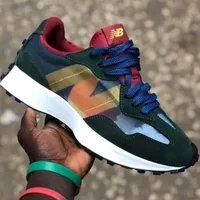 New Balance 327 Retro Lifestyle Sneakers - Green, Blue  Red Multicolor Suede Mesh Trainers - View 1