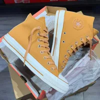 Converse Chuck Taylor All Star High-Top Sneakers - Classic Sky Blue and Mustard Yellow Demin Canvas Shoes for Men and Women - View 2
