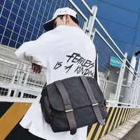 Quality Canvas Shoulder Side Messenger Bag with Brown Faux Leather Straps - Durable Shoulder Crossbody for Laptop, School, Work  Travel - View 3
