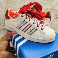 Adidas Superstar Toy Story Woody Edition Sneakers - Cream White with Red Bandana Laces, Star Stripes, Iconic Shell Toe - View 1