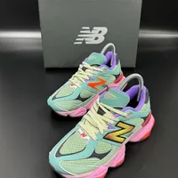 Women New Balance 9060 Vibrant Multi-Color Retro Lifestyle Sneakers - Eye-Catching Green, Pink  Purple Chunky Fashion Trainers - View 1