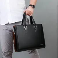 Men's Premium Black and Brown Business Briefcase – Sleek Faux Leather Laptop Bag with Professional Tan Accents  Durable Design for the Modern Executive - View 1