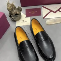 Men's Premium Black and Brown Leather Penny Loafers – Classic Slip-On Dress Shoes for Formal  Smart Casual Style - View 2