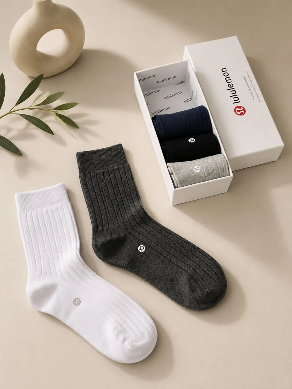 Unisex Lululemon Ribbed Crew Socks 5 Set Pack Gift Set - Premium Comfort  Everyday Style for Men  Women