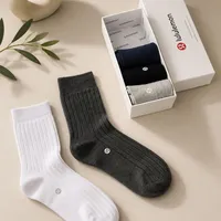 Unisex Lululemon Ribbed Crew Socks 5 Set Pack Gift Set - Premium Comfort  Everyday Style for Men  Women - View 1
