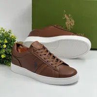 Men's U.S. Polo Assn. Brown Leather-Look Casual Sneakers - Stylish & Comfortable Low-Top Trainers - View 2