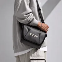 Essentials Dark Grey Padded Messenger Bag for Unisex – Stylish Crossbody Shoulder Bag for Modern Streetwear & Daily Essentials - View 1