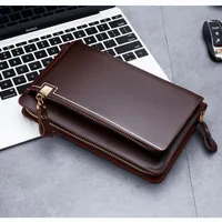Men's Executive Zipper Long Wallet - Elegant PU Leather Mens Purse Clutch with Multi-Compartment Design for Cards, Cash  Phone - View 1