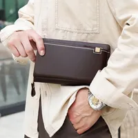 Men's Executive Zipper Long Wallet - Elegant PU Leather Mens Purse Clutch with Multi-Compartment Design for Cards, Cash  Phone - View 5