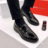 Men's Luxurious Black Patent Leather Penny Loafers - Classic Slip-On Formal Dress Shoes with High-Gloss Finish - View 3