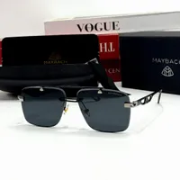 Maybach Luxury Designer Square Rimless Sunglasses for Men | Premium Black Polarized Eyewear with Distinctive Temple Detail & UV Protection - View 1