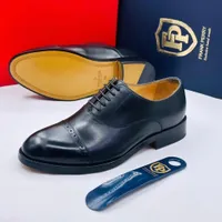 Men's Classic Frank Perry Premium Brown Leather Brogue Oxford Dress Shoes - Elegant Lace-Up Formal Footwear for Business & Special Occasions - View 4