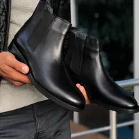 Kenneth Cole Men's Premium Black Leather Chelsea Boots – Sleek Slip-On Ankle Boot for Formal and Smart Casual Wear, Classic Style Footwear for the Modern Man - View 2