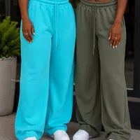 Women's Ultra-Comfort Wide Leg Sweatpants - Trendy Baggy Fit Lounge Joggers for Casual Ghanaian Style, Available in Aqua & Olive Green - View 1