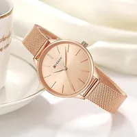 CURREN Women's Elegant Gold Milanese Mesh Strap Analog Watch - Sleek Minimalist Ladies Fashion Timepiece - View 2