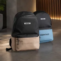 Essentials Two-Tone Backpack Bag - Stylish Black Khaki Blue Travel, School Daily Commute Bag with Large Capacity - View 1