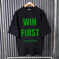 Men's Vibrant Pink Virgil Abloh Style Graphic Tee - Oversized Streetwear T-Shirt with Unique Character Print for Trendsetters - View 2