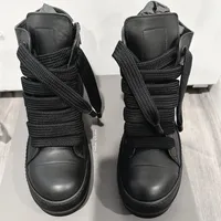 Rick Owens DRKSHDW Black Leather High-Top Sneakers with Chunky Platform Sole  Side Zip – Edgy Streetwear Fashion Boots - View 3