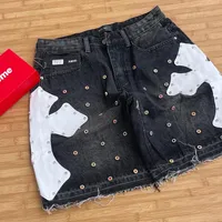 Men's Trendy Distressed Ragged Blue Denim Jeans Shorts with Flame Print Design – Streetwear Casual Fit - View 2