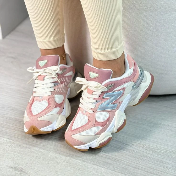 Women's New Balance 9060 Pink White Lifestyle Trainers Sneakers - Trendy Chunky Sole Sport Style Shoes for Everyday Comfort Fashion - Main View