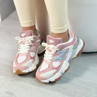 Women's New Balance 9060 Pink  White Lifestyle Trainers Sneakers - Trendy Chunky Sole Sport Style Shoes for Everyday Comfort  Fashion - View 1