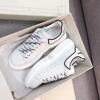 Alexander McQueen Inspired White Sneakers with Black Trim Trendy Thick Sole Casual Fashion Shoes for Men and Women - View 2