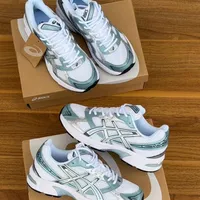 ASICS GEL-1130 White Green Silver Modern Lifestyle Sneakers  Comfortable Mesh Athletic Trainers for Everyday Wear - View 2