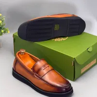 Berluti Men's Premium Tan Burnished Leather Penny Loafers  Elegant Slip-On Dress and Casual Shoes with Black Sole for Modern Ghanaian Gentlemen - Versatile Footwear - View 2
