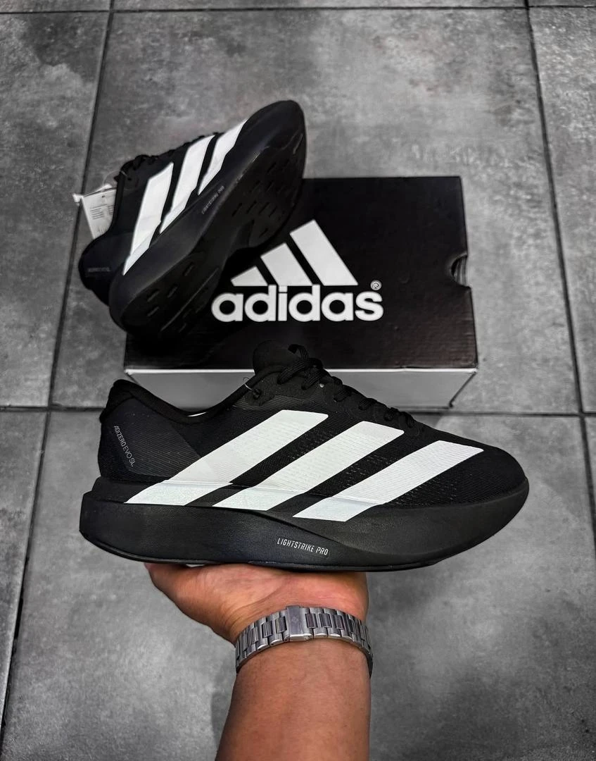 Adidas Original Adizero EVO SL Lightstrike Pro Performance Sport Running Shoes - Sleek Black White Lightweight Athletic Sneakers for Speed Training