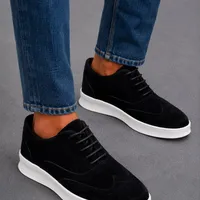 Timberland Men's Black and Brown Suede Brogue Derby Shoes with White Sneaker Sole - Smart Casual Lace-up Footwear - View 2
